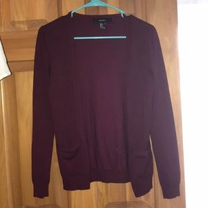 Maroon button-up sweater